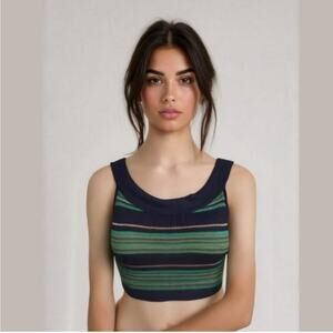 L’AGENCE Crop Top Tank In Green and Gold